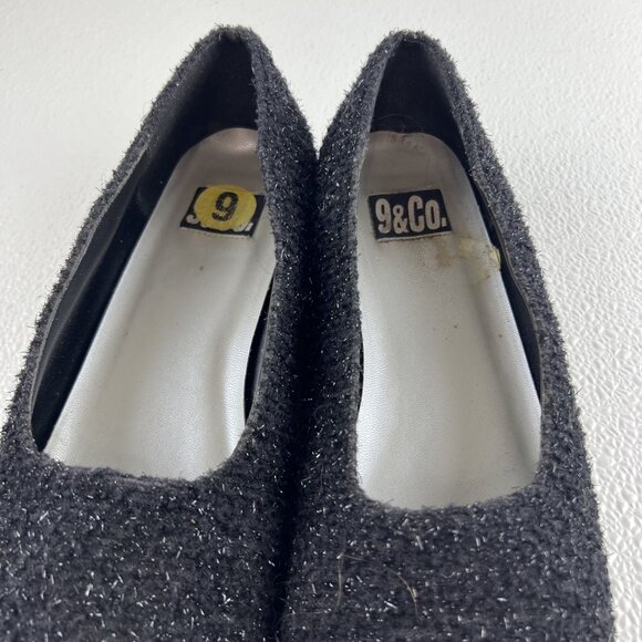 Womens 9M Witchy Black Fairy Shimmering Textured Rubber Soled Flats by 9 & Co. - Picture 10 of 12